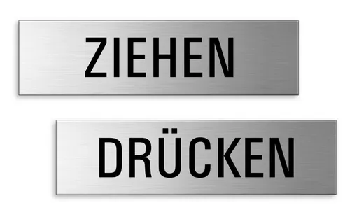 OFFORM DESIGN Hinweisschild Ziehen Drücken Schild 150x40 mm 2er-Set Aluminium Edelstahloptik, (1 St)