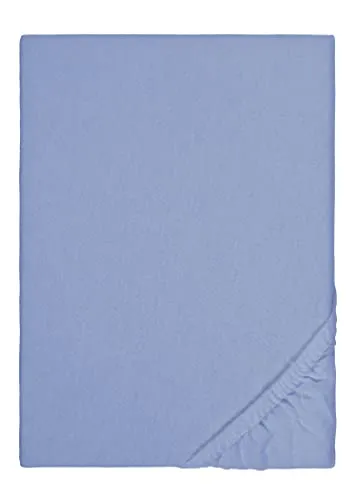 Biberna Feinbiber Spannbettlaken 0002744 - Bettlaken aus 100% Baumwolle, in Blau, für Matratzen von 180-200 cm x 200 cm, weich und angenehm für einen erholsamen Schlaf.