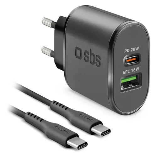 SBS TEKITTRPDCCK - Universal Netzteil für Handys, 100-250 V, 18 W, ideal für Indoor-Nutzung in elegantem Schwarz