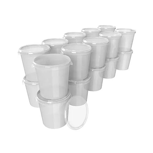 Eimer mit Deckel 30 Liter Made in Germany - lebensmittelecht stabil luftdicht Vorratseimer für Aufbewahrung von Lebensmittel Büromaterial Kinderzimmer Haushalt Werkstatt und Gastronomie Transparent 20