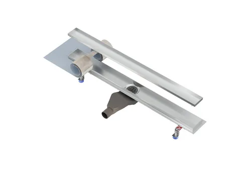 NORDONA Duschrinne Befliesbare Edelstahl Abflussrinne Bodenablauf, Komplett-Set, Befliesbare Blende, 60 cm