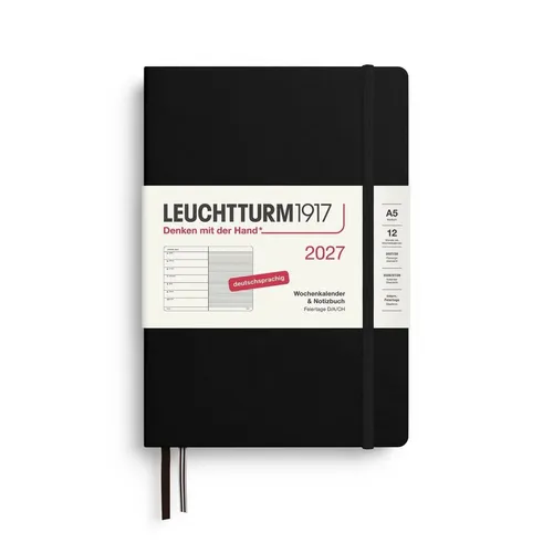 Wochenkalender & Notizbuch Medium A5 schwarz 2027 von Leuchtturm 1917 Gmbh