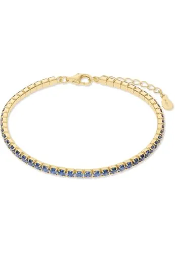 CHRIST Damen-Armband 925er Silber, recycelt Zirkonia One Size, Blau, Gelbgold 32029640