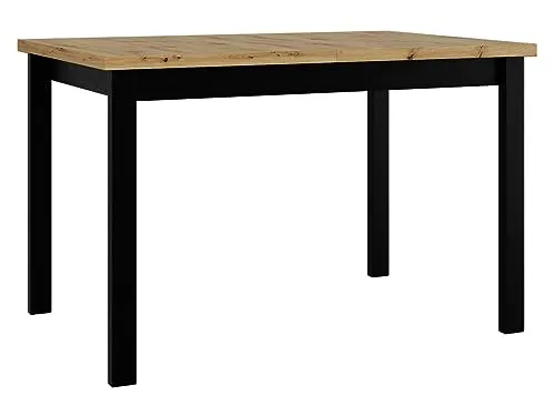 Mirjan24 Tisch für Esszimmer Awrolt I, Rechteckiger Esstisch, Ausziehbarer Tisch für Küche, L:120-150 x H:78 x B:80 cm, Küchentisch, Esszimmertisch, Praktischer Ausziehtisch (Artisan Eiche/Schwarz)
