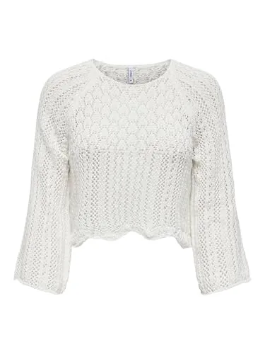 ONLY Rundhalspullover ONLNOLA LIFE 3/4 PULLOVER KNT NOOS - Stylischer Rundhalspullover von ONLY mit 3/4-Ärmeln und taillenlangem Schnitt. Der weiche Strickstoff aus Baumwollmischung bietet hohen Tragekomfort und ist ideal für vielseitige Outfits. Perfekt für Büro und Freizeit!