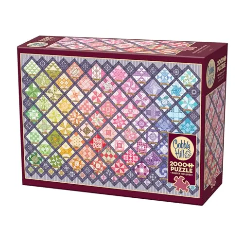 Cobble Hill Puzzle 2000 Teile - Quilt Blocks - Puzzle mit 2000 Teilen, ideal für Puzzle-Liebhaber und bietet stundenlangen Spaß beim Zusammensetzen der bunten Quilt-Designs.