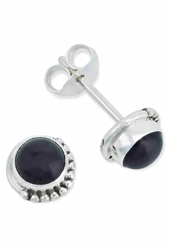Ohrstecker 925 Silber Onyx schwarzer Stein Edelstein Ohrringe echt Silber Damen Sterling Silber Stecker Geschenk(MOS-028-03)