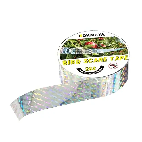 KOKMEYA Reflektierendes Blitzband für Vögel, 80 m x 1, effektive Vogelabwehr