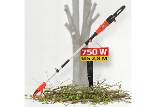 HECHT Hochentaster Elektro 750 W - 24 cm Schnittlänge - Kettensäge mit 750 W Leistung und automatischem Kettenöler, ideal für müheloses Schneiden von Ästen, leicht und mit Tragegurt für einfachen Einsatz.