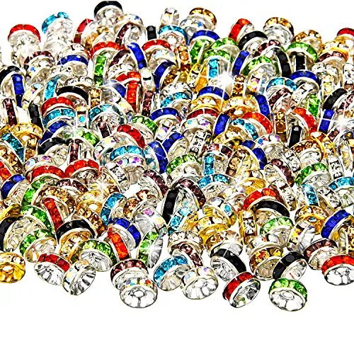 Bememo 200 Stücke Mischfarbe Rondelle Perlen, 10 Farben für Schmuckherstellung