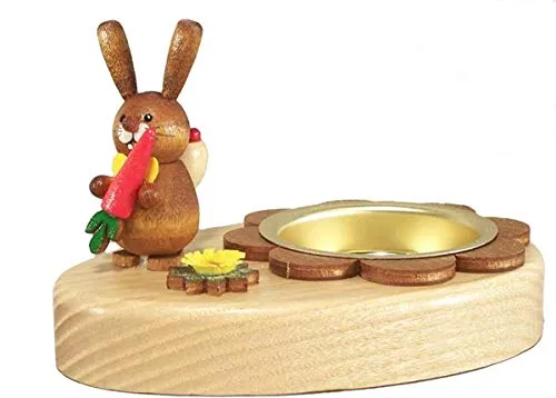 Rudolphs Schatzkiste Osterdekoration Teelichthalter Hase mit Möhre BxHxT 10x6x7cm NEU Osterdeko Kerzenhalter Kerze Hase Osterhasenfigur Ostern Osterei Frühling Erzgebirge Seiffen Blumen