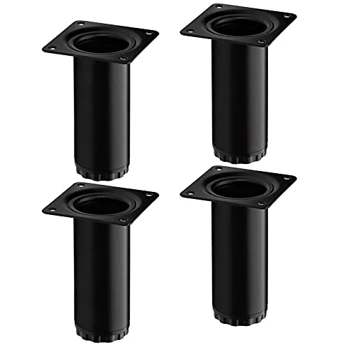 SOTECH 4 Stück Möbelfüße Bravo Höhe 100 mm (+ 10 mm) Ø 40 mm schwarz matt höhenverstellbare Schrankbeine aus Stahl belastbar bis 50 kg pro Schrankfuß