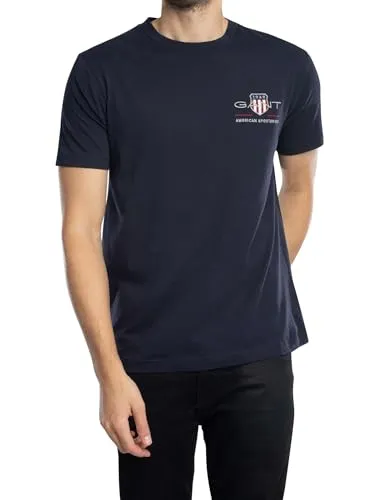 Gant Herren Reg Archive Shield Emb T-Shirt, Evening Blue, 3XL EU - T-Shirts für Herren, hochwertiges Material mit stilvollem Archive Shield Design für einen modernen Look.