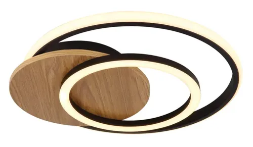 Deckenleuchte Holz Designleuchte Ringe schwarz MDF von Globo