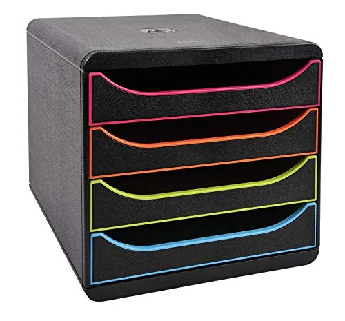 Exacompta 310914D - Premium Ablagebox mit 4 Schubladen für DIN A4+, hoch belastbar und optimal für mehr Platz im Büro