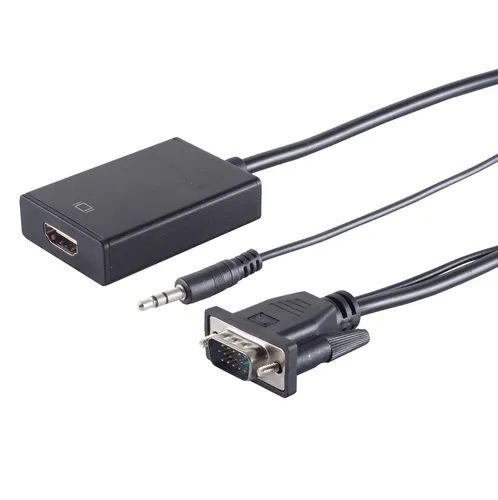 Produktbild VGA zu HDMI Adapter inkl. Audioübertragung, 1080p, schwarz