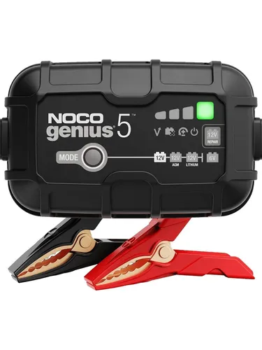 Noco Genius 5EU Batterieladegerät - Laden, vielseitiges Batterieladegerät für 6V und 12V Batterien, ideal für schnelle und sichere Aufladung mit 5A Leistung.
