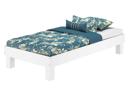 ERST-HOLZ Massivholzbett Bettrahmen Gästebett Futonbett Buche Massiv 100 x 200 cm, Buche waschweiß