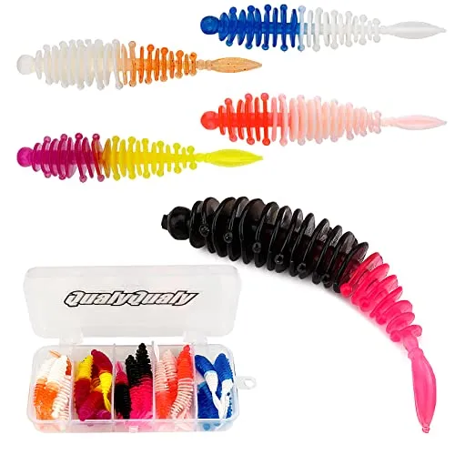 QualyQualy Angelköder Kunstköder Gummiköder Forelle Angeln Zander Barsch Köder Süßwasser Salzwasser Forellenköder 30 Stück