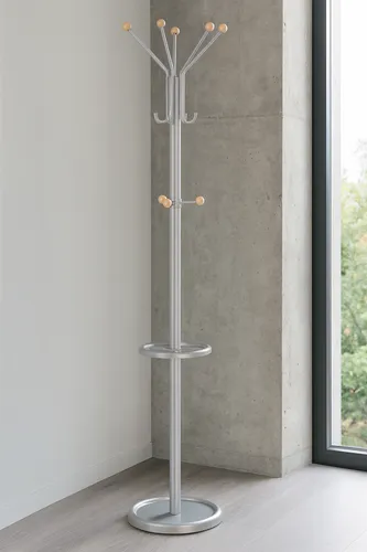 Kerkmann Kleiderständer TK 2 30606814 - Wand- und Türgarderobe mit 13 Haken, aus robustem Metall in elegantem Silber, ideal für platzsparende Organisation in Flur oder Eingangsbereich.
