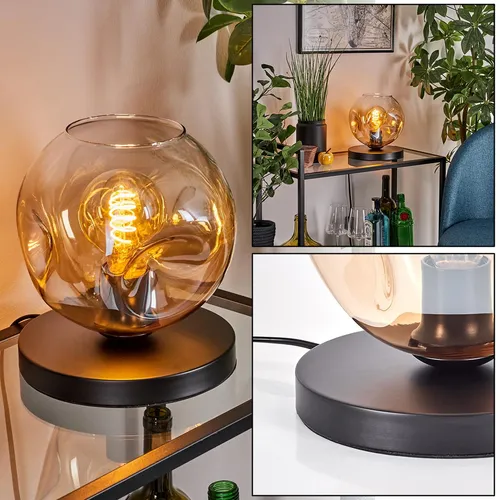 Villamare Tischlampe aus Metall/Glas in Schwarz/Bernstein/Klar