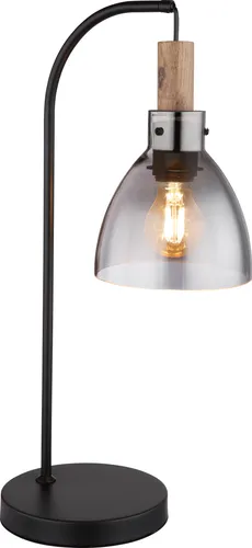 Tischleuchte Beistelllampe Holzoptik Schwarz matt