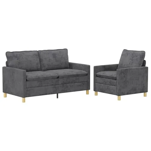 vidaXL Sofa Set 2 pcs Dunkelgrau Polyester - Stylisches Sofaset für modernen Wohnstil, bietet hohen Komfort und praktische Funktionen. Mit stabiler Konstruktion und abnehmbaren Bezügen ist es ideal für entspannte Stunden zu Hause.