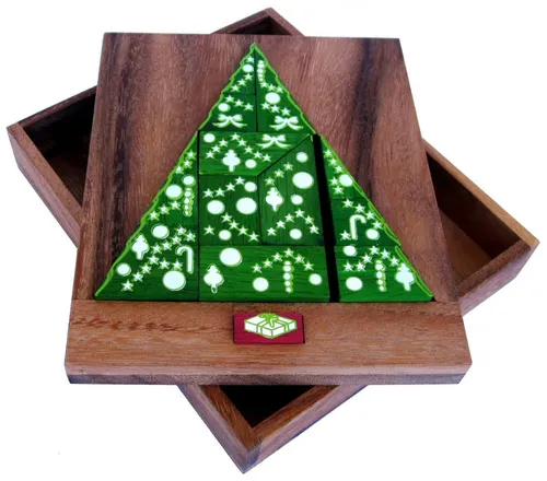 Logoplay Holzspiele Spiel, Der Weihnachtsbaum – liebevoll bemaltes Holzpuzzle mit Geschenkstein - anspruchsvolles Puzzle - Knobelspiel Holzspielzeug