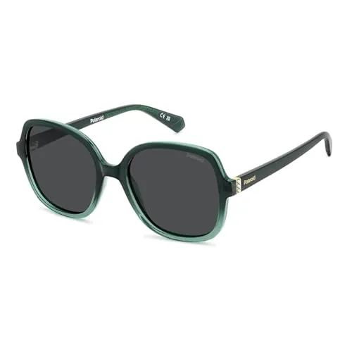 POLAROID Unisex PLD 4177/S/X Sonnenbrille, Grün, 55 - Sonnenbrille für Damen mit quadratischem Design aus umweltfreundlichem Polycarbonat, ideal für stilbewusste Looks im Freien.