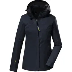 killtec Outdoorjacke KOS 133 WMN JCKT 00814 - 100% wasserdicht - Damen Funktionsjacke, 10.000 mm Wassersäule, wind- und wasserdicht mit verstellbarer, abzippbarer Kapuze. Nachhaltig hergestellt, PFC-frei – ideal für Outdoor-Aktivitäten.