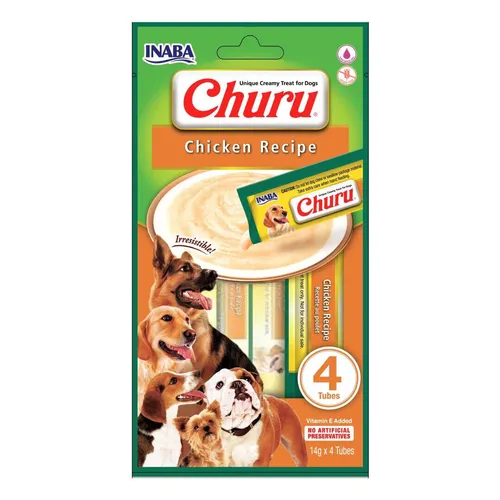 Inaba Dog Churu 4p Hähnchen Rezept Leckerli Pasta Für Hunde 4x14g mit Hähnchen