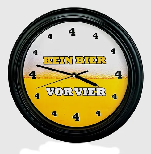 Bar Wanduhr Kein Bier vor 4 vier mit Sound Ø 32 cm Männer Geschenk Partykeller
