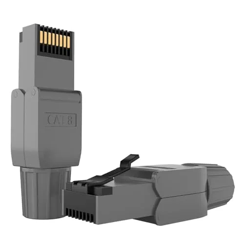 RedStar24 RJ45 Stecker Werkzeuglos CAT 7 CAT 8 Netzwerkstecker für Verlegekabel CAT8 CAT7 CAT6a LSA Feldkonfektionierbarer LAN Crimpstecker Geschirmt bis 40 Gbps 2000MHz 2 Stück