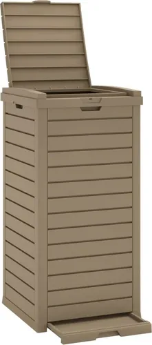 vidaXL Outdoor Mülltonne mit Doppeldeckel - Mülltonnenbox für den Außenbereich, bietet 118 Liter Stauraum, ist aus langlebigem Polypropylen und hat ein ansprechendes Design in Holz-Optik.