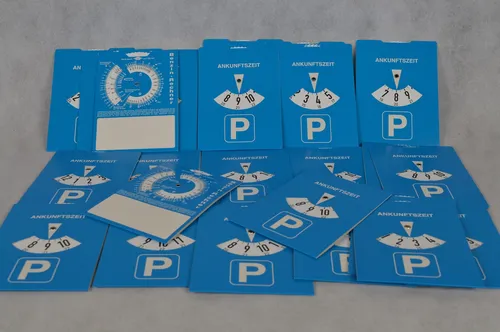 Parkscheiben Rückseite Benzinrechner und Werbefeld KFZ Parkscheibe Parken 100