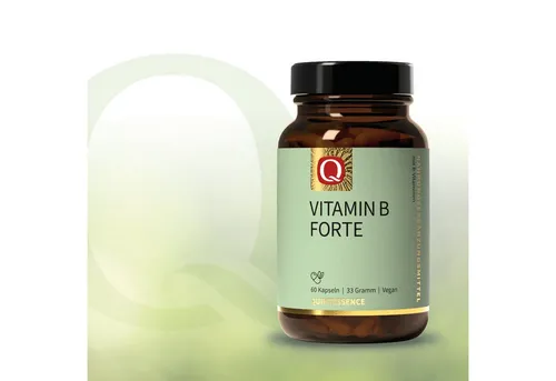 Quintessence Vitamin B Forte-hochdosierter Vitamin-B-Komplex (B2, B6, B9, B12)-60 Kapseln, 33 g, Hochwertige Premiumqualität - vegan für Nerven, Energie & Stoffwechsel