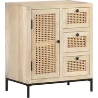 vidaXL Sideboard 60x35x70 cm aus Massivholz und Rohrgeflecht - Hochwertiges Sideboard für das Kinderzimmer, aus robustem Massivholz und stylischem Rohrgeflecht, ideal für Stauraum und Dekoration.