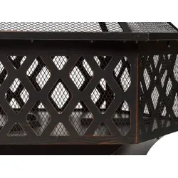 tepro Hexagon Feuerstelle »Farview« - Sechseckige Design Feuerstelle mit Deckel und Schürhaken - Grills - Elegante, sechseckige Feuerstelle aus gebürsteter Bronze-Optik, hitzebeständig lackiert, ideal für gemütliche Abende im Freien.