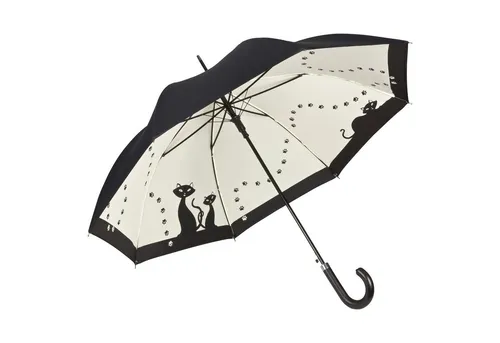 von Lilienfeld Stockregenschirm Schwarze Katzen - Stockschirm mit einzigartigem Katzenmotiv, doppelt bespannt für extra Stabilität und UV-Schutz, ideal für stilvolle Auftritte bei jedem Wetter.