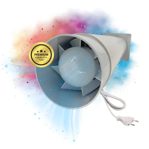 Lüftungsanlage Set Wandlüfter mit Ablufthaube - Effiziente Lüftungsanlage für optimale Luftzirkulation, ideal für Küchen und Badezimmer, mit einem Luftvolumenstrom von 81-110 CCM.
