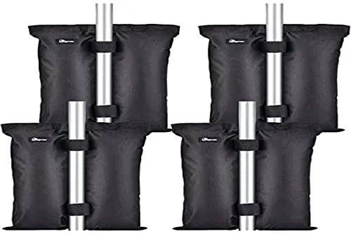 Mrrihand 4 Stück Gewichte für Pavillon, Pavillon Sandsäcke 4er Set, 1680D Oxford, Beschwerung Sandsack mit Langen Gürtel für Pop-Up Flatpavillon Zelt Sonnenschirm Schwarz
