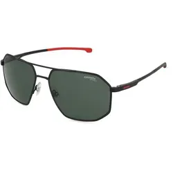 Carrera CARDUC 037/S Herren-Sonnenbrille - Sonnenbrille für Herren mit eckigem Vollrand-Design, stylisches Metall-Gestell in Schwarz und grüne Polycarbonat-Gläser für optimalen UV-Schutz.
