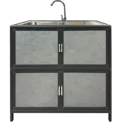 HTI-Living Outdoor-Küchenmodul Gerti Grau - Outdoor-Küchenmodul mit integrierter Spüle und Kaltwasserhahn, ideal für Gartenküchen und Terrassen – robust, modern und platzsparend.