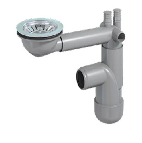 Spülbecken-Siphon, Einzelrohr, Flaschenausführung, 90 mm Öffnung
