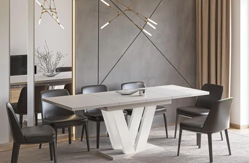 ENDO-Möbel Ausziehbarer Esstisch Lara White 130-210cm - Eleganter Esstisch von Endo-Möbel, flexibel ausziehbar von 130 cm auf 210 cm. Ideal für gesellige Abende und große Runden. Hochwertige Verarbeitung mit stabilen Metallauszügen für müheloses Verlängern.