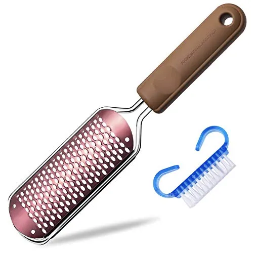 Hornhautfeile Hornhauthobel Für Hornhaut Entfernen Fuß, hornhautraspel fuß hornhautentferner Professionelle Edelstahl Fußfeile fussraspel für nasse und trockene Füße (Roségold)