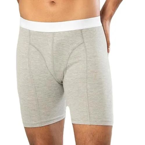 Erdem Men, Lange Boxershorts, Premium Herrenunterwäsche, Boxershorts für Männer, Bequeme Unterwäsche Mann, Herren, Baumwolle, Elasthan, Atmungsaktiv, Grau Melange, L