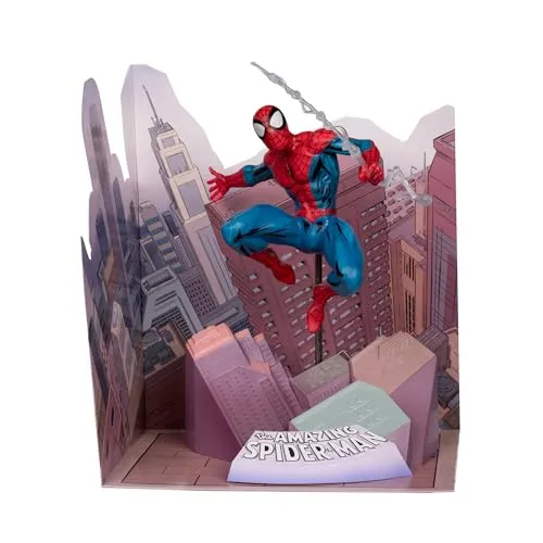 Mcfarlane Toys The Amazing Spiderman PVC Statue 1/10 - 17 cm - Spielfiguren: Detailreiche PVC Statue aus den Marvel Comics, ca. 17 cm groß, mit Diorama-Base und in einer bedruckten Fensterbox für Sammler.
