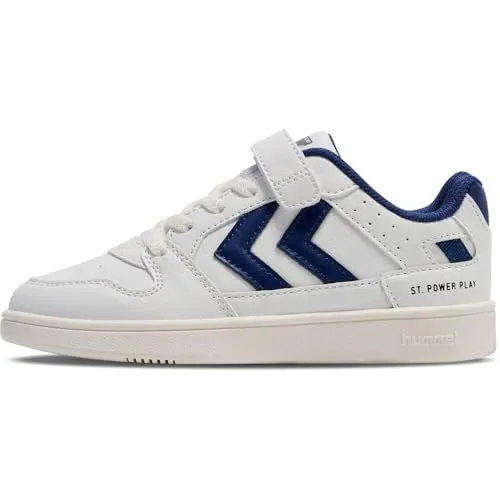 hummel ST Power Play JR Schuhe Weiß/Blau Größe 29 - Sportliche Kinderschuhe mit atmungsaktivem Design und elastischen Schnürsenkeln für optimalen Tragekomfort und einfache Handhabung.