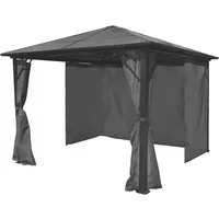 vidaXL Pavillon mit Vorhängen Anthrazit 300 x 300 cm - Eleganter Gartenpavillon mit UV-beständigem Dach und stabiler Aluminiumkonstruktion. Ideal für Outdoor-Events und bietet hervorragenden Sonnenschutz.